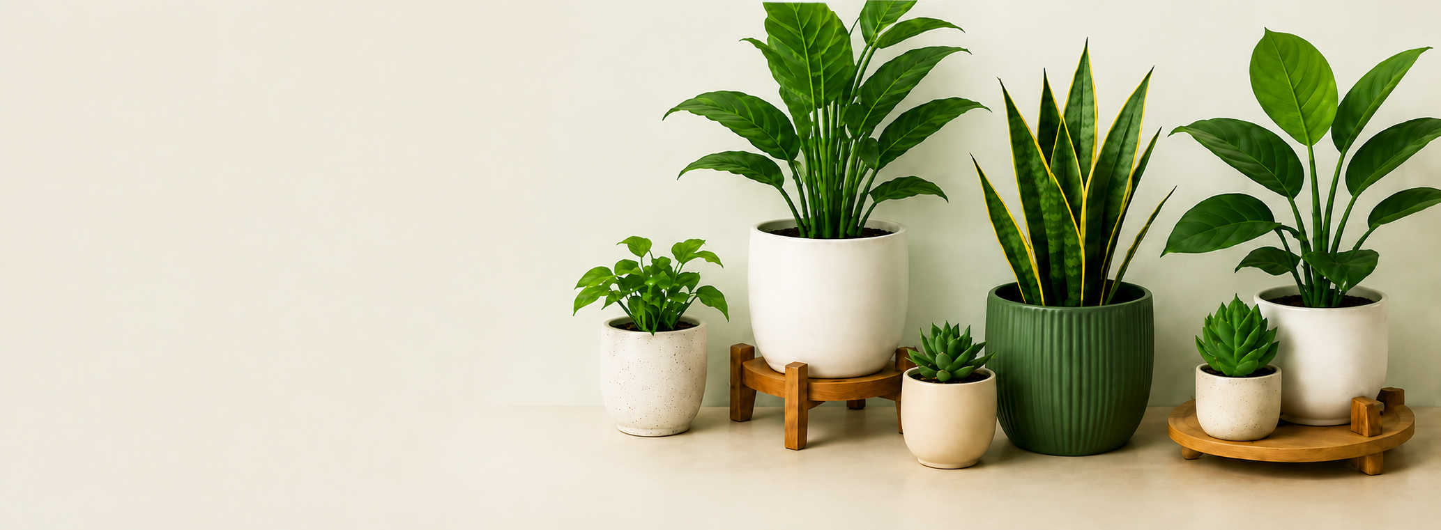Fresh indoor and outdoor plants collection